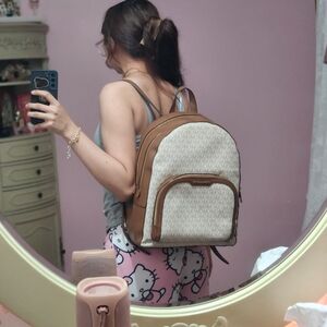 Michael Kors Cream and Brown Backpack